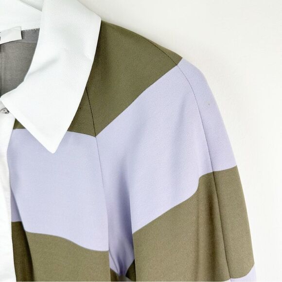 NWT Tibi - The Rugby Dress Purple Green‎ Striped 3/4 Sleeve Mini Dress XS - Picture 11 of 15
